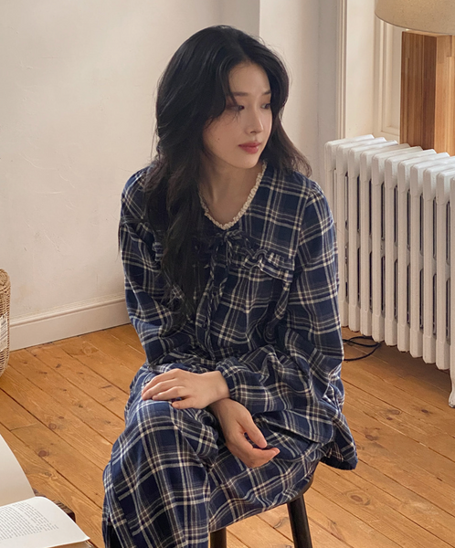 [Juuneedu] Bread Tartan Check Couple Pyjamas Set