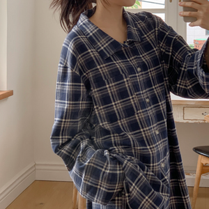 [Juuneedu] Bread Tartan Check Couple Pyjamas Set