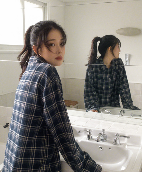 [Juuneedu] Bread Tartan Check Couple Pyjamas Set