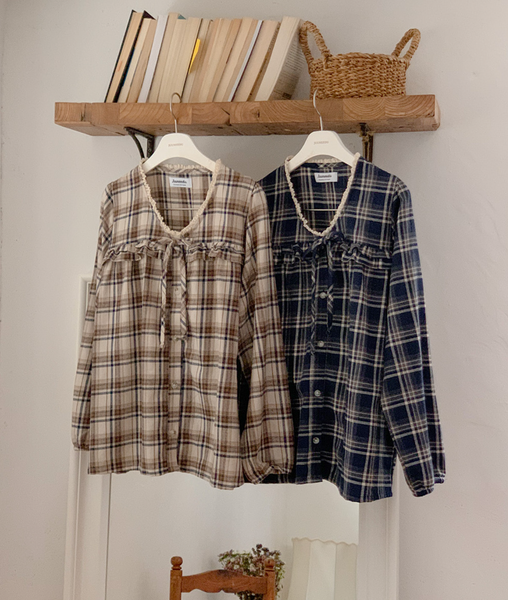 [Juuneedu] Bread Tartan Check Couple Pyjamas Set