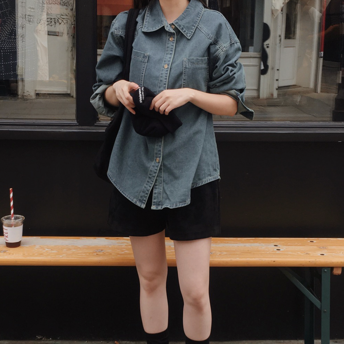 [SLOWAND] Pie Vintage Denim Pocket Shirt