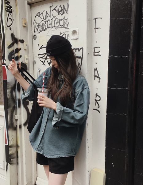 [SLOWAND] Pie Vintage Denim Pocket Shirt