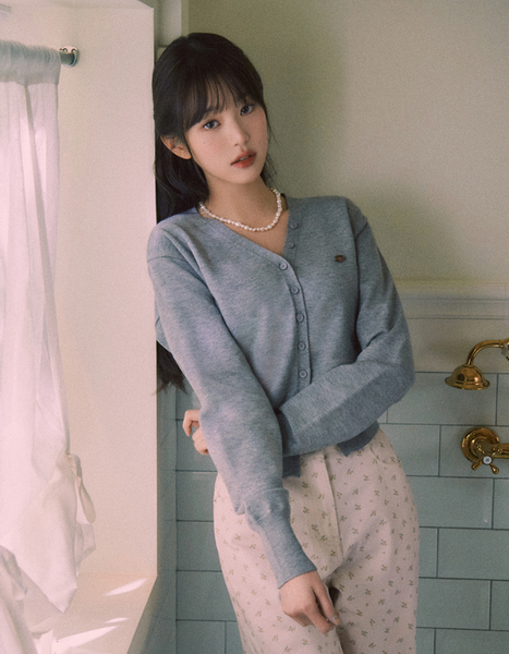 [rola rola] V NECK BASIC CARDIGAN GRAY