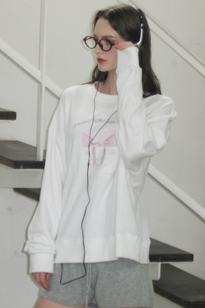 [Letter from Moon] Ribbon Letter Sweatshirt (Ivory)