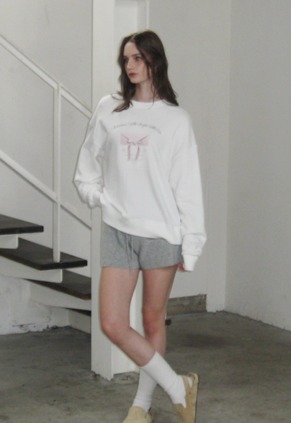 [Letter from Moon] Ribbon Letter Sweatshirt (Ivory)