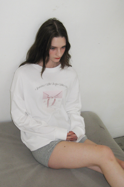 [Letter from Moon] Ribbon Letter Sweatshirt (Ivory)