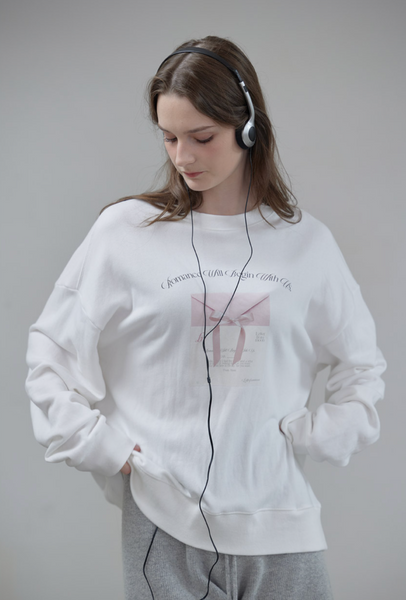 [Letter from Moon] Ribbon Letter Sweatshirt (Ivory)