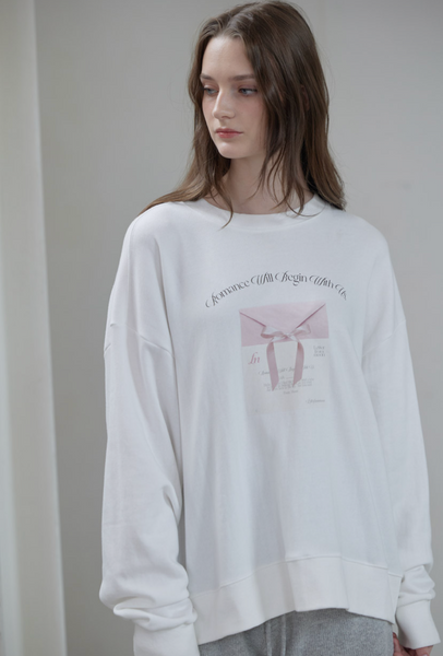 [Letter from Moon] Ribbon Letter Sweatshirt (Ivory)