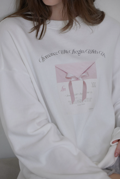 [Letter from Moon] Ribbon Letter Sweatshirt (Ivory)