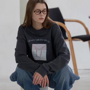 [Letter from Moon] Ribbon Letter Sweatshirt (Charcoal)