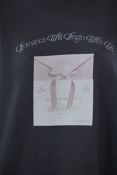 [Letter from Moon] Ribbon Letter Sweatshirt (Charcoal)