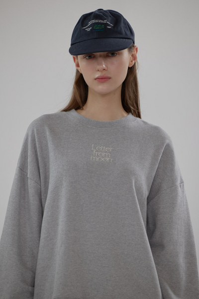 [Letter from Moon] Logo Silver Embroidered Sweatshirt (Melange Grey)