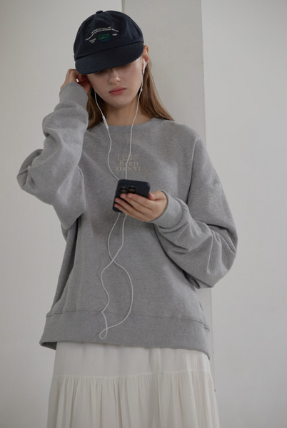 [Letter from Moon] Logo Silver Embroidered Sweatshirt (Melange Grey)