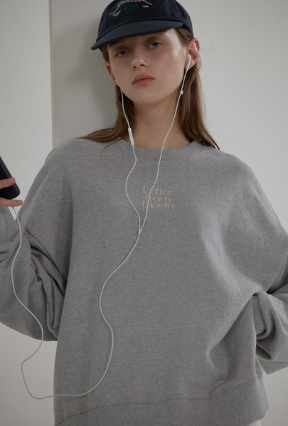 [Letter from Moon] Logo Silver Embroidered Sweatshirt (Melange Grey)