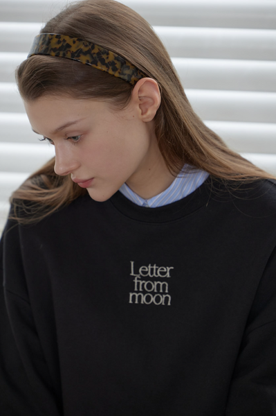 [Letter from Moon] Logo Silver Embroidered Sweatshirt (Black)