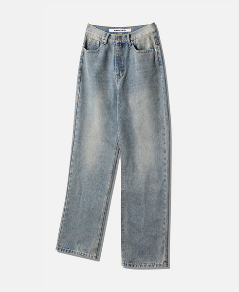 [CHICKS] SDP Minimal Straight Denim Pants Light Denim