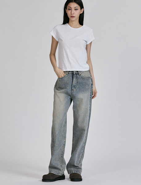 [CHICKS] SDP Minimal Straight Denim Pants Light Denim