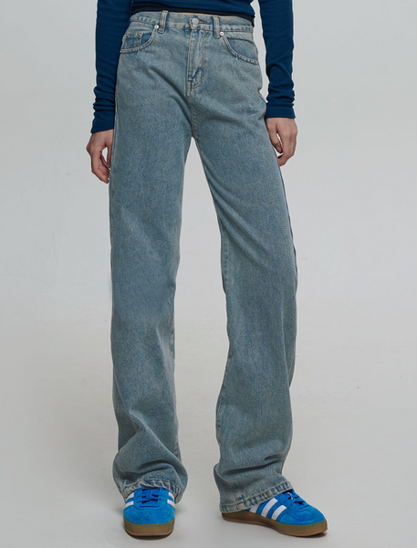 [CHICKS] NSP Day Long Straight Denim Pants Medium Blue