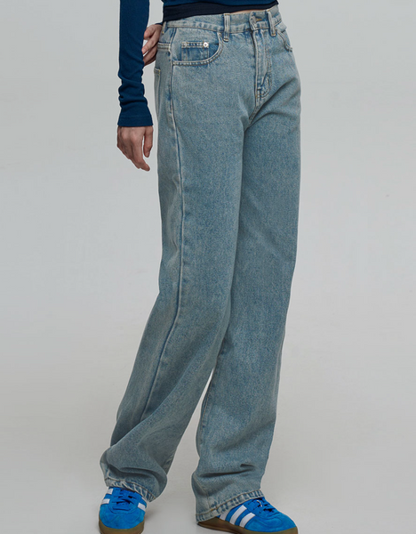 [CHICKS] NSP Day Long Straight Denim Pants Medium Blue