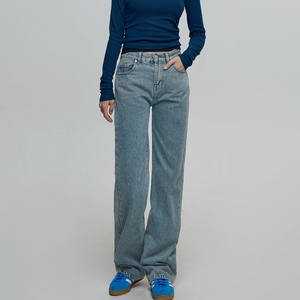 [CHICKS] NSP Day Long Straight Denim Pants Medium Blue