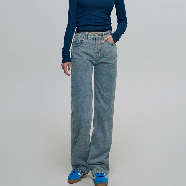 [CHICKS] NSP Day Long Straight Denim Pants Medium Blue