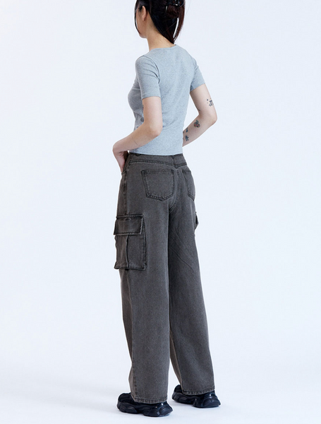 [CHICKS] CDP Board Cargo Denim Pants Black