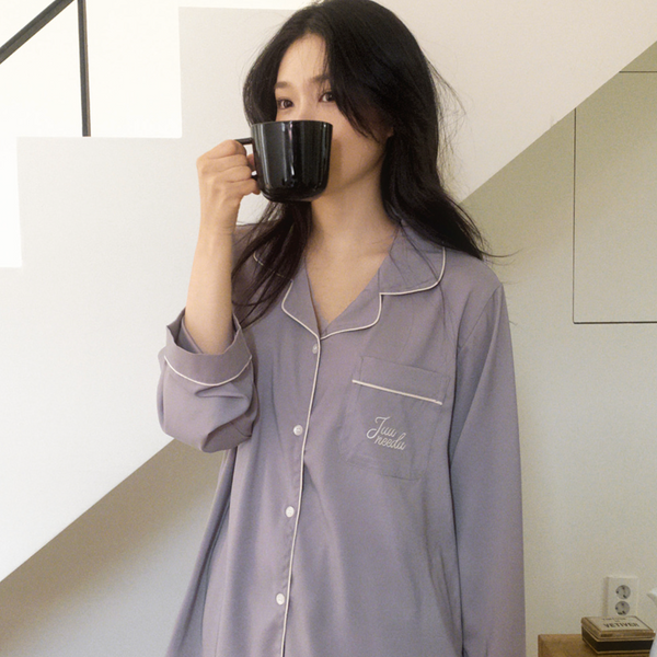 [Juuneedu] Low Cetin Embroidered Pyjama Set