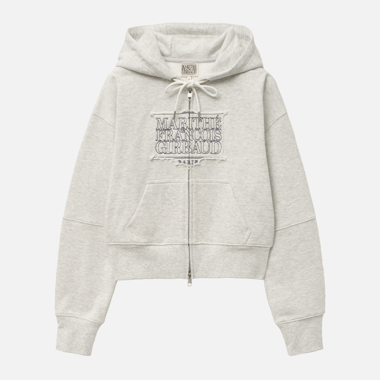 [MARITHÉ FRANÇOIS GIRBAUD] W CLASSIC LOGO CROP HOODIE ZIPUP Light Heather Grey