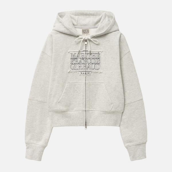 [MARITHÉ FRANÇOIS GIRBAUD] W CLASSIC LOGO CROP HOODIE ZIPUP Light Heather Grey