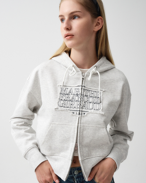 [MARITHÉ FRANÇOIS GIRBAUD] W CLASSIC LOGO CROP HOODIE ZIPUP Light Heather Grey