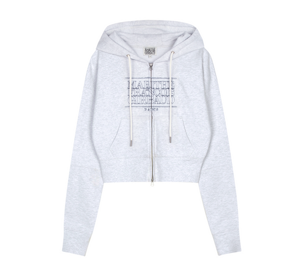 [MARITHÉ FRANÇOIS GIRBAUD] W CLASSIC LOGO CROP HOODIE ZIPUP Light Heather Grey