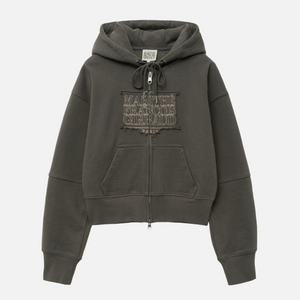 [MARITHÉ FRANÇOIS GIRBAUD] W CLASSIC LOGO CROP HOODIE ZIPUP Charcoal