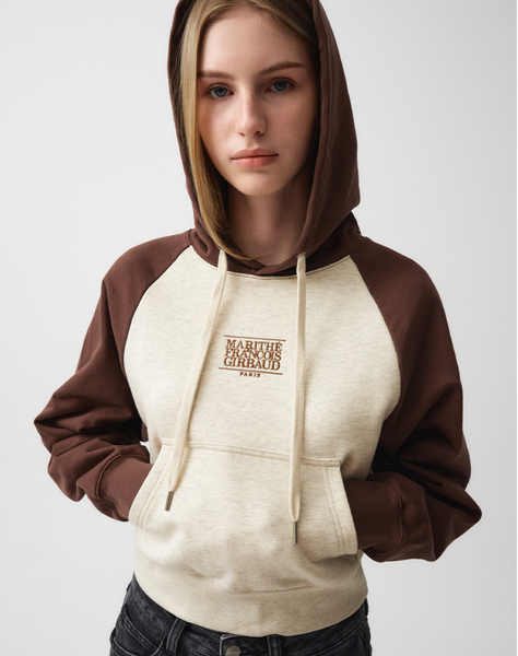 [MARITHÉ FRANÇOIS GIRBAUD] W NEW CLASSIC LOGO RAGLAN HOODIE Oatmeal