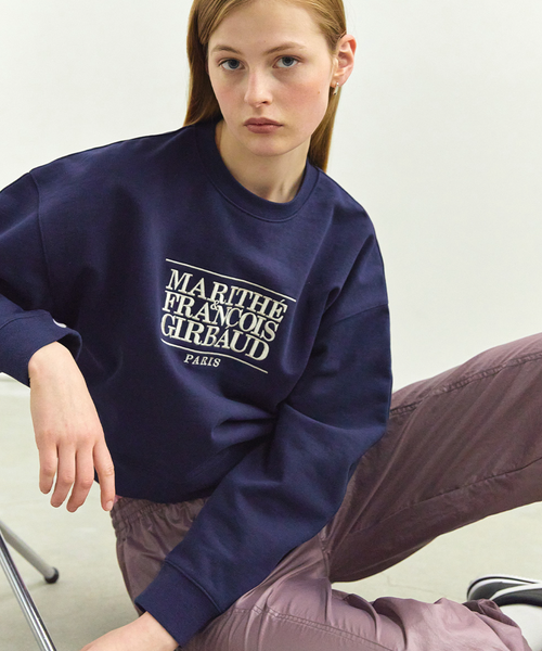 [MARITHÉ FRANÇOIS GIRBAUD] W CLASSIC LOGO CROP SWEATSHIRT Navy