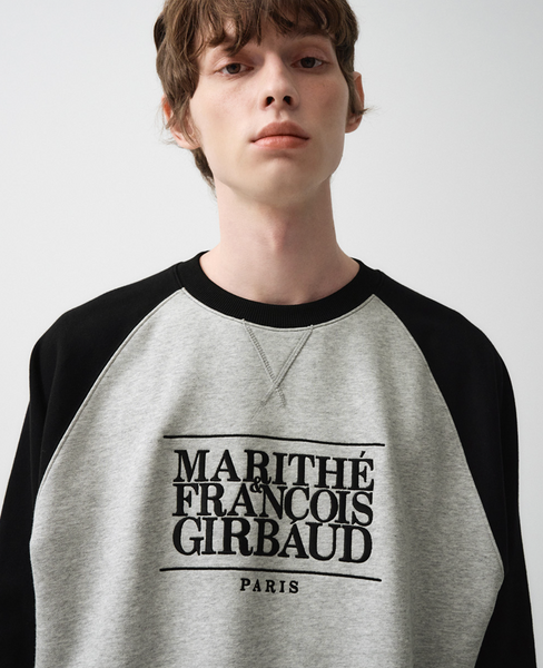 [MARITHÉ FRANÇOIS GIRBAUD] CLASSIC LOGO COLOR BLOCK RAGLAN SWEATSHIRT Heather Grey