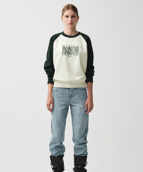 [MARITHÉ FRANÇOIS GIRBAUD] CLASSIC LOGO COLOR BLOCK RAGLAN SWEATSHIRT Oatmeal