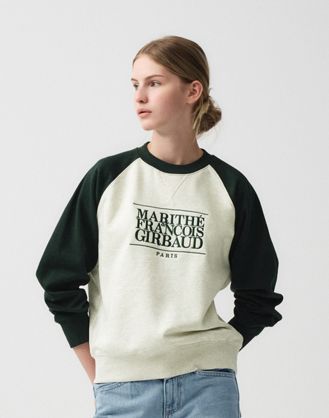 [MARITHÉ FRANÇOIS GIRBAUD] CLASSIC LOGO COLOR BLOCK RAGLAN SWEATSHIRT Oatmeal