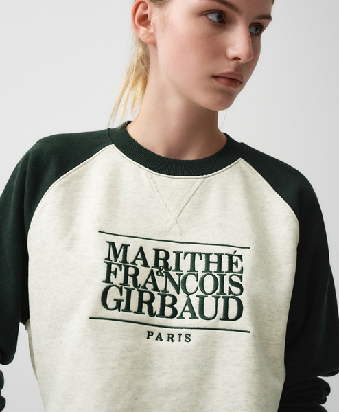 [MARITHÉ FRANÇOIS GIRBAUD] CLASSIC LOGO COLOR BLOCK RAGLAN SWEATSHIRT Oatmeal