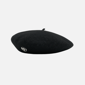 [MARITHÉ FRANÇOIS GIRBAUD] CIRCLE LOGO EMBROIDERY WOOL BERET Black