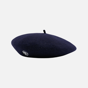 [MARITHÉ FRANÇOIS GIRBAUD] CIRCLE LOGO EMBROIDERY WOOL BERET Navy