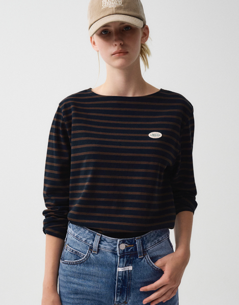 [MARITHÉ FRANÇOIS GIRBAUD] BORDER STRIPE LONG SLEEVE Dark Navy