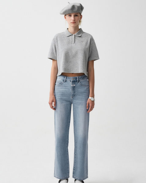 [MARITHÉ FRANÇOIS GIRBAUD] W VELOUR JERSEY CROP TEE Heather Grey