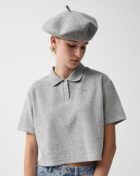 [MARITHÉ FRANÇOIS GIRBAUD] W VELOUR JERSEY CROP TEE Heather Grey