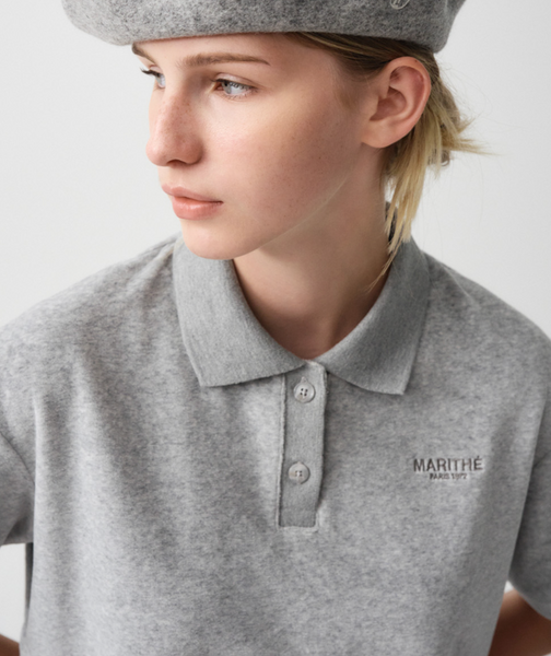 [MARITHÉ FRANÇOIS GIRBAUD] W VELOUR JERSEY CROP TEE Heather Grey