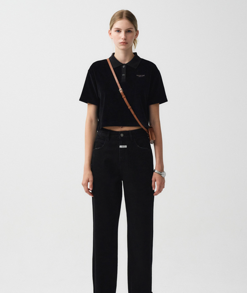 [MARITHÉ FRANÇOIS GIRBAUD] W VELOUR JERSEY CROP TEE Black