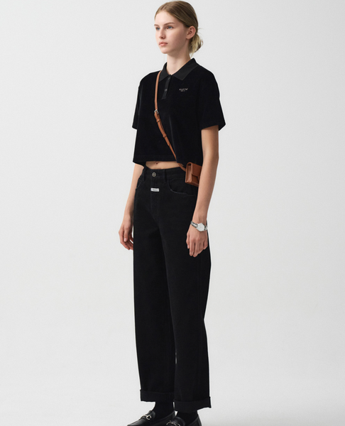 [MARITHÉ FRANÇOIS GIRBAUD] W VELOUR JERSEY CROP TEE Black