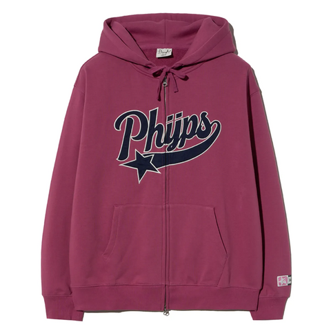 [PHYPS] Star Tail Hooded Zip-Up Dark Pink