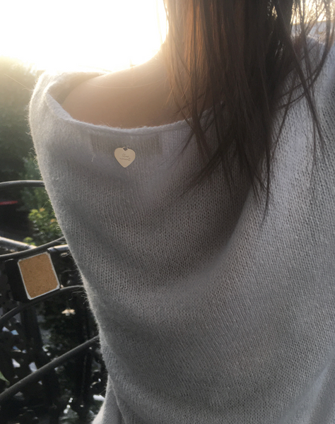 [SLOWAND] # SLOWMADE Slim Fit Symbol Heart V-Neck Knitwear