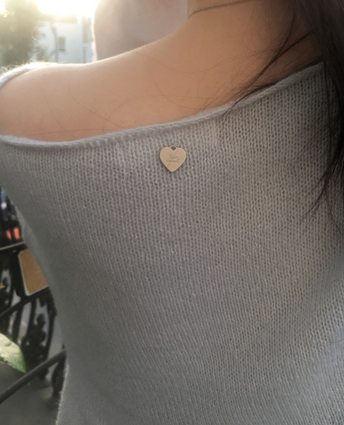 [SLOWAND] # SLOWMADE Slim Fit Symbol Heart V-Neck Knitwear