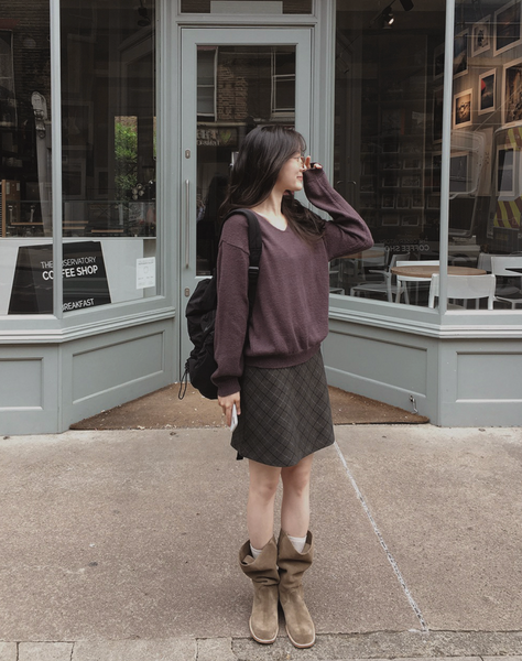 [SLOWAND] # SLOWMADE Carmen Mute Check Skirt